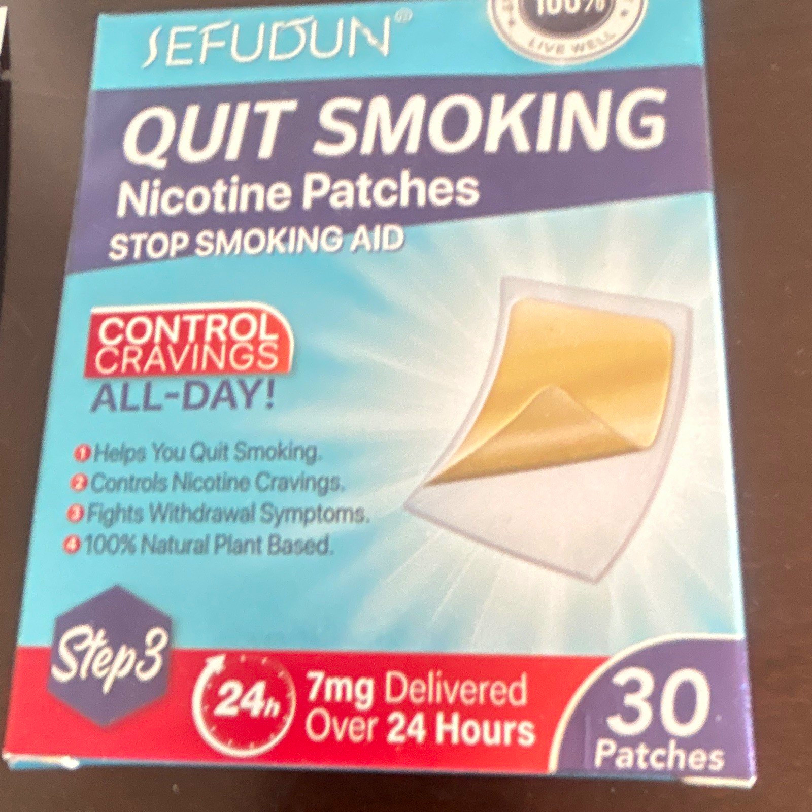 SEFUDUN Quit Smoking Nicotine Patch Step 3 7mg 30 Ct Self-Adhesive. 11 in box