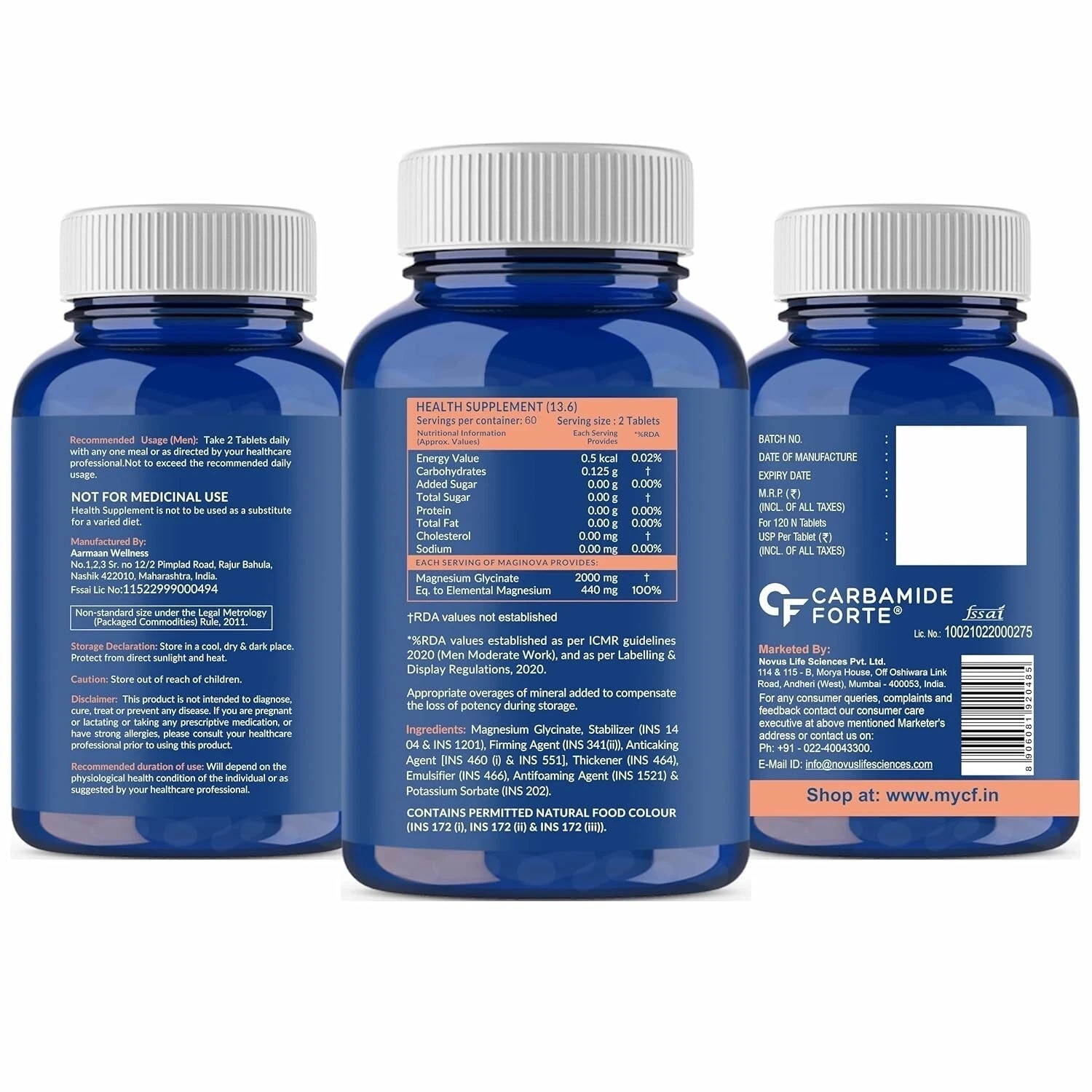 Carbamide Forte Chelated Magnesium Glycinate Supplement 2000mg – 60 Veg Tablets