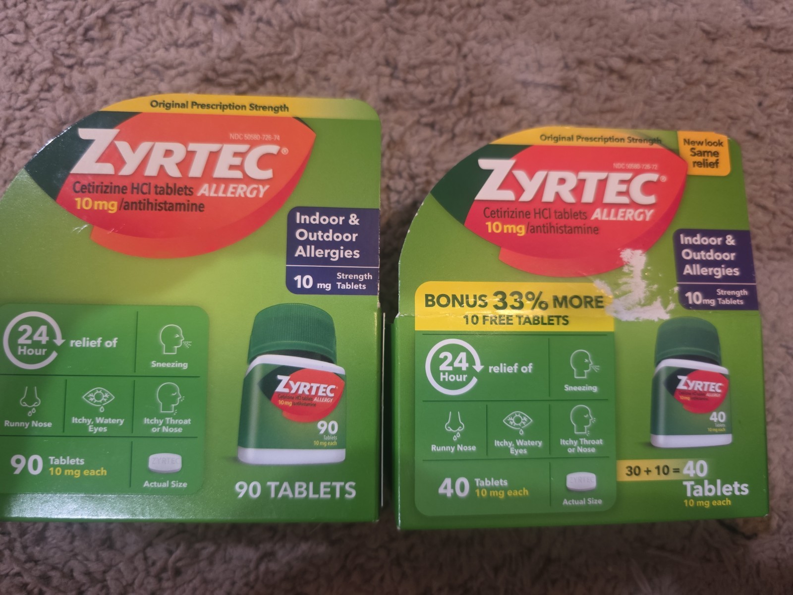 Zyrtec Allergy 10mg, 120 Tablets – EXP 07/2028