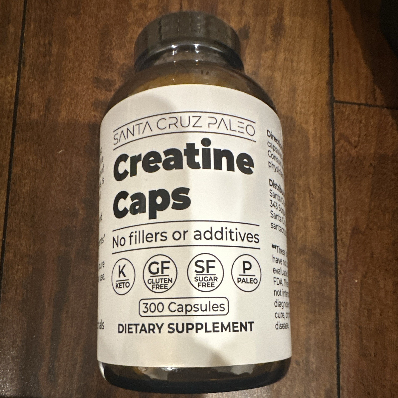 Santa Cruz Paleo Creatine Monohydrate 300 Capsules Gluten-Free Keto Paleo