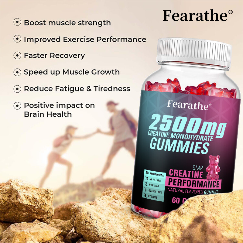 Creatine Monohydrate 2500mg- Increase Strength & Build Muscle, 60 Gummies