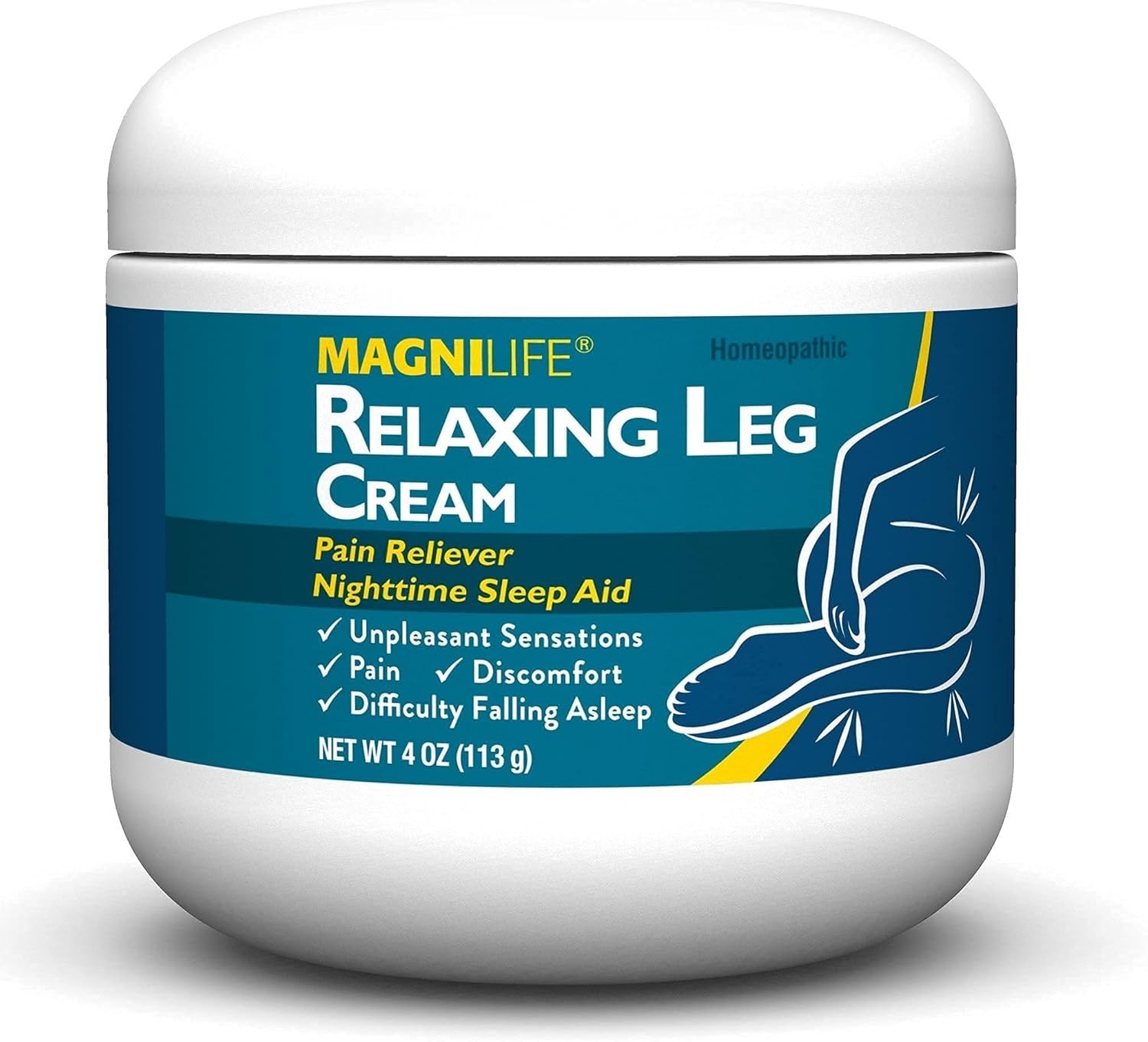 MagniLife Relaxing Leg Cream 4 oz – Restless Legs Relief w/ Lavender & Magnesium