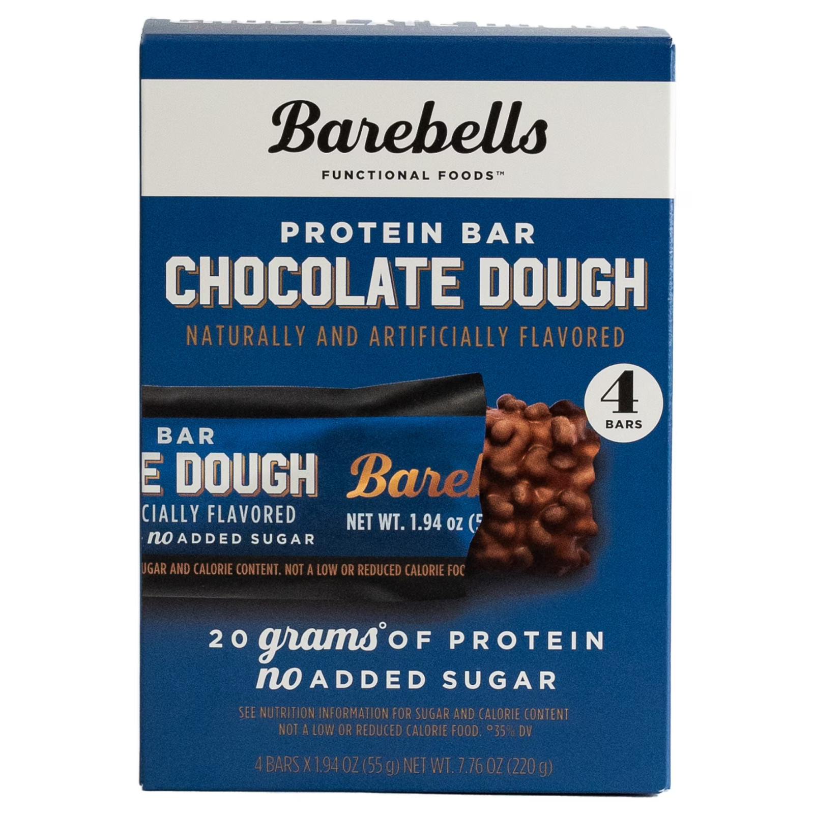 Barebells Protein Bars with 20g High Protein, 1.9oz Bars, Chocolate Dough – 4 Co