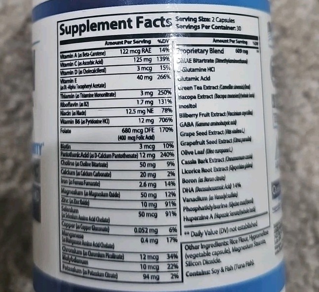Arazo Nutrition Brain Plus Memory Focus Clarity Nootropic Booster 60 Caps