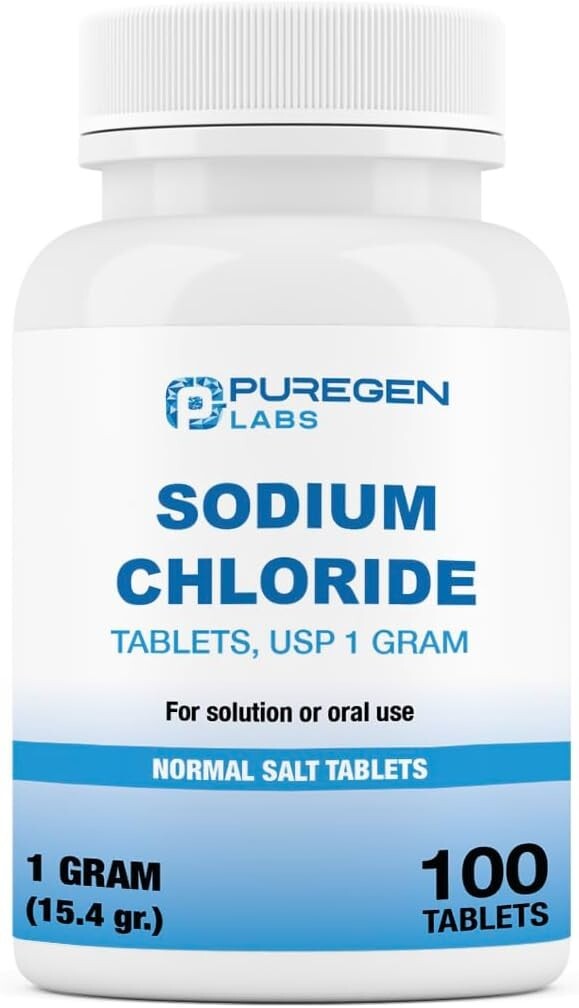 Puregen Sodium Chloride Tablets Normal Salt 1 GM (1000 mg) 100 Tablets