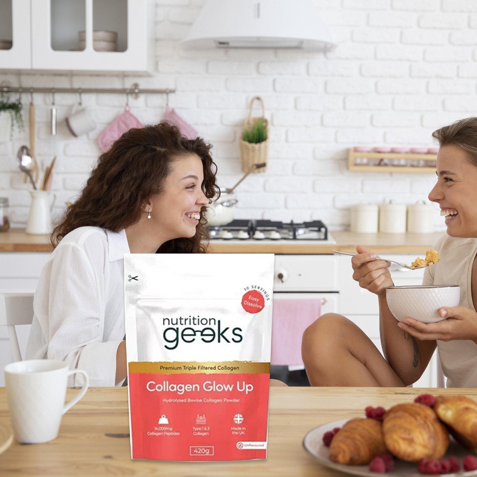 Nutrition Geeks Collagen Glow Up Pure Powder New & Improved 14000mg 420g 30 Serv