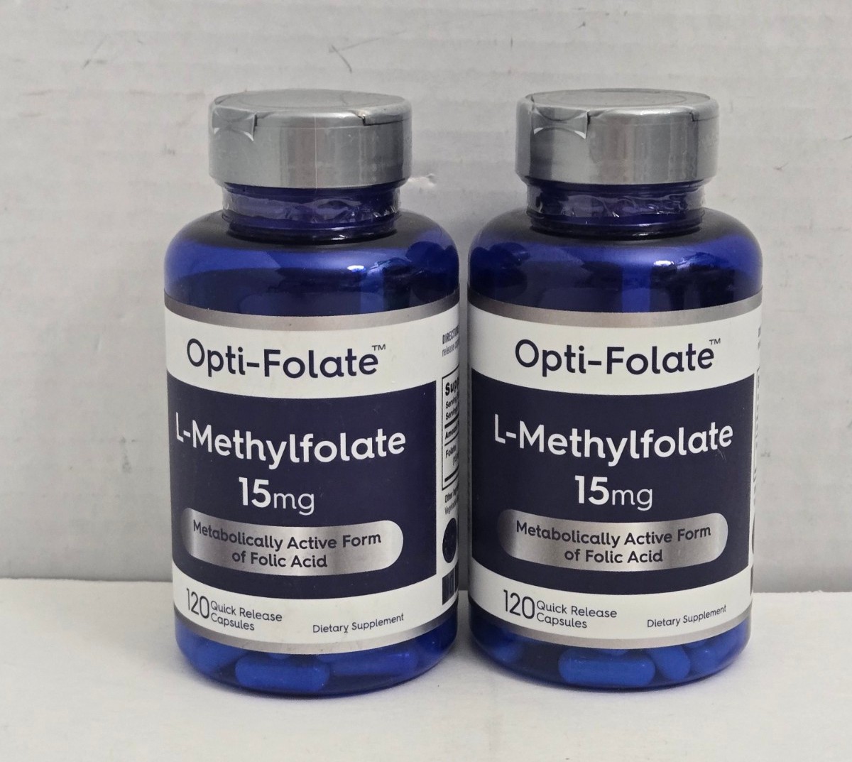L Methylfolate 15mg 120 Capsules x2 Lot Opti-Folate Exp 1/28 SEALED