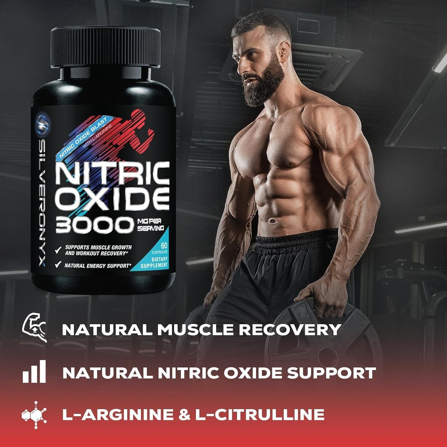 Extra Strength Nitric Oxide Supplement 3X Strength L Arginine, Citrulline Malate