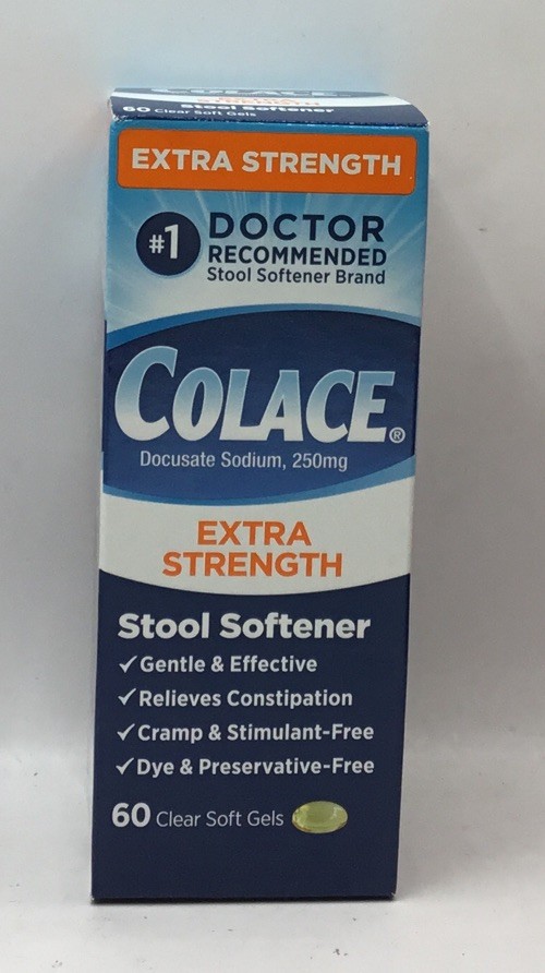 Colace Extra Strength Stool Softener 250 mg 60 Gels Exp 10/26