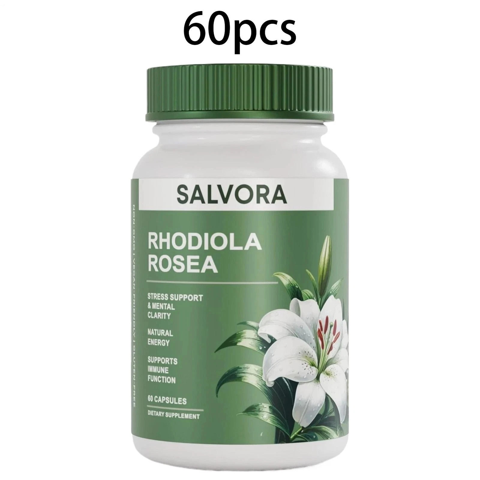 2Pcs Salvora Rhodiola Rosea Supplement Golden Root Adaptogen Capsules – Rhodiola