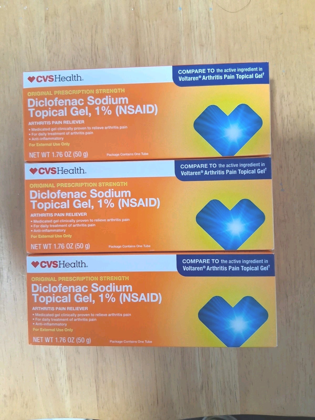 3 Arthritis Pain Reliever Sodium Topical Gels 1 % 1.76 oz NIB
