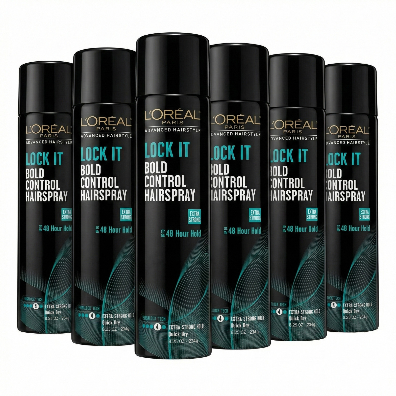 L’Oreal Paris Lock It Bold Control Hairspray, 8.25 oz (Pack of 6) – 48H Hold