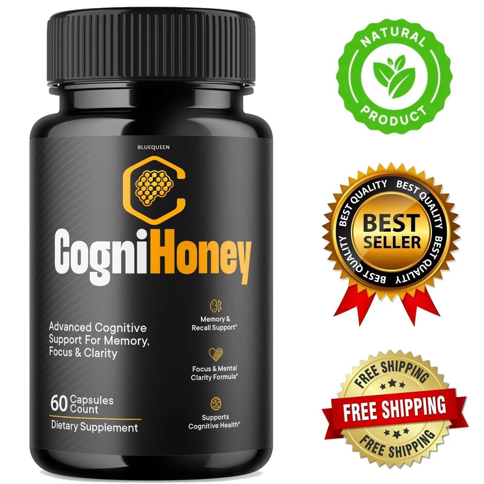 (1 Pack) CogniHoney Pills – Brain Health & Cognitive Support Supplement 60 Caps