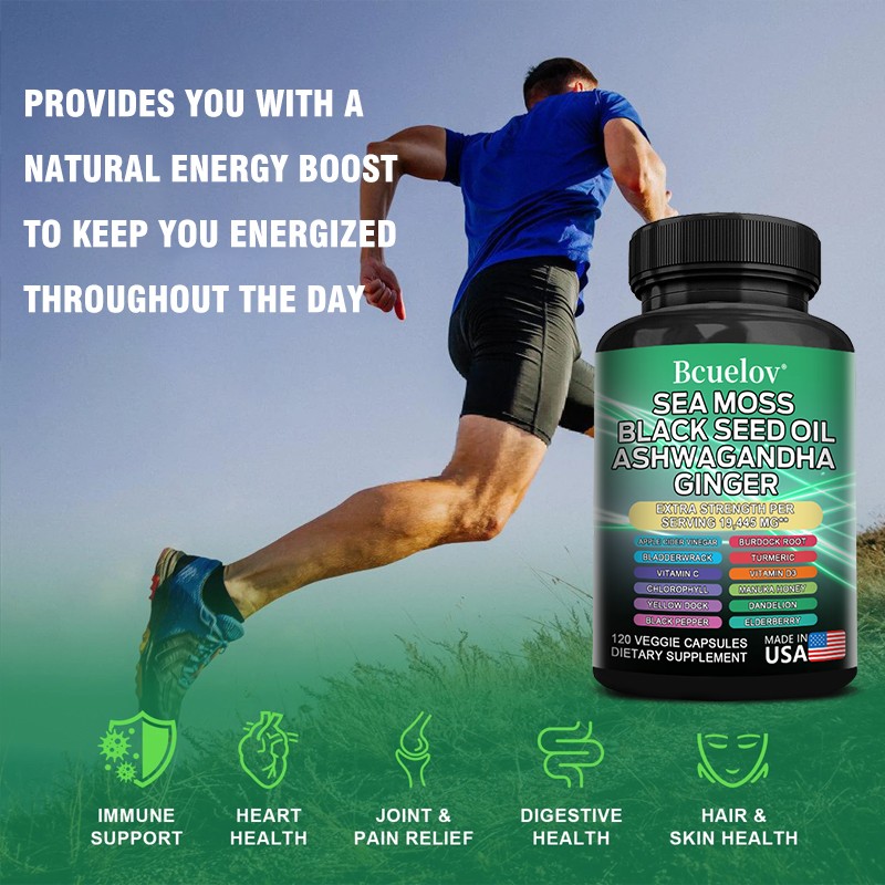 Sea Moss Supplements Promotes Skin Hair Digestive Immunity Health 120 Capsules