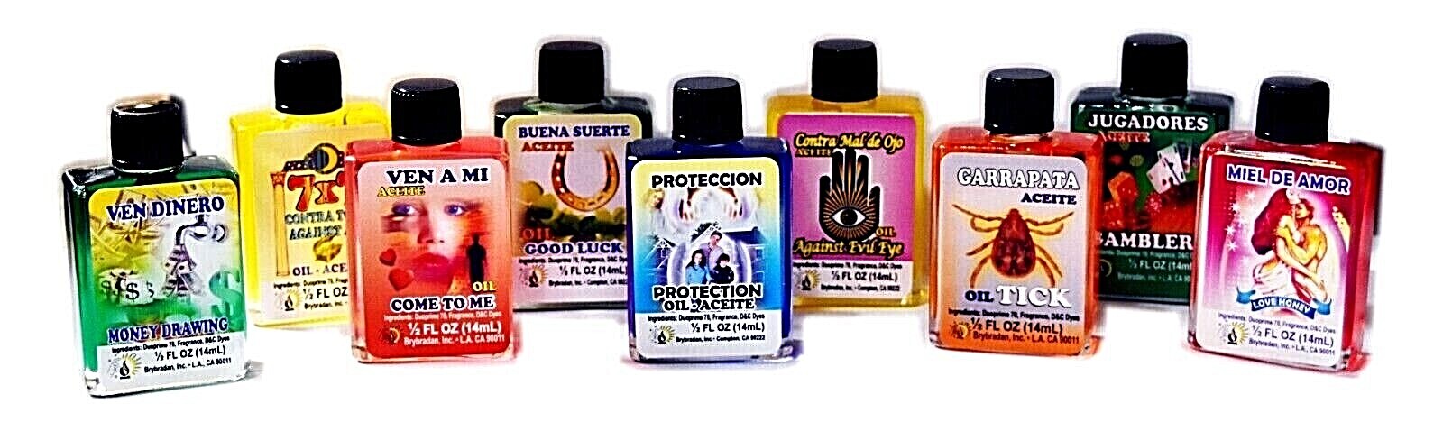 BRYBRADAN 1/2OZ SPIRITUAL OILS SET#D FOR LOVE HONEY MONEY REVERSIBLE PROTECTION