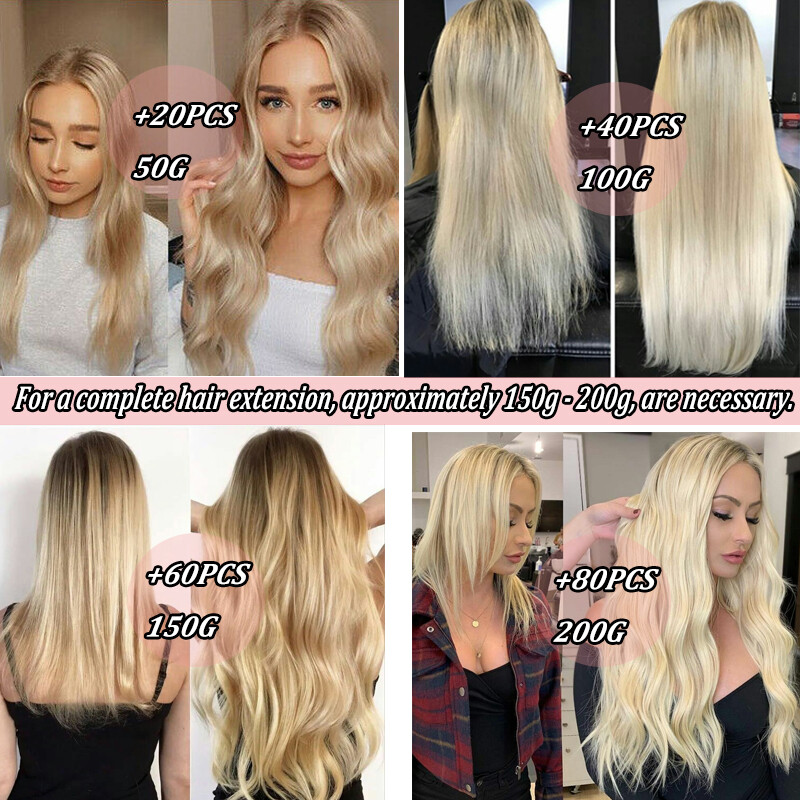 Seamless Tape In Remy Human Hair Extensions Russian Skin Weft Full Head USA Long