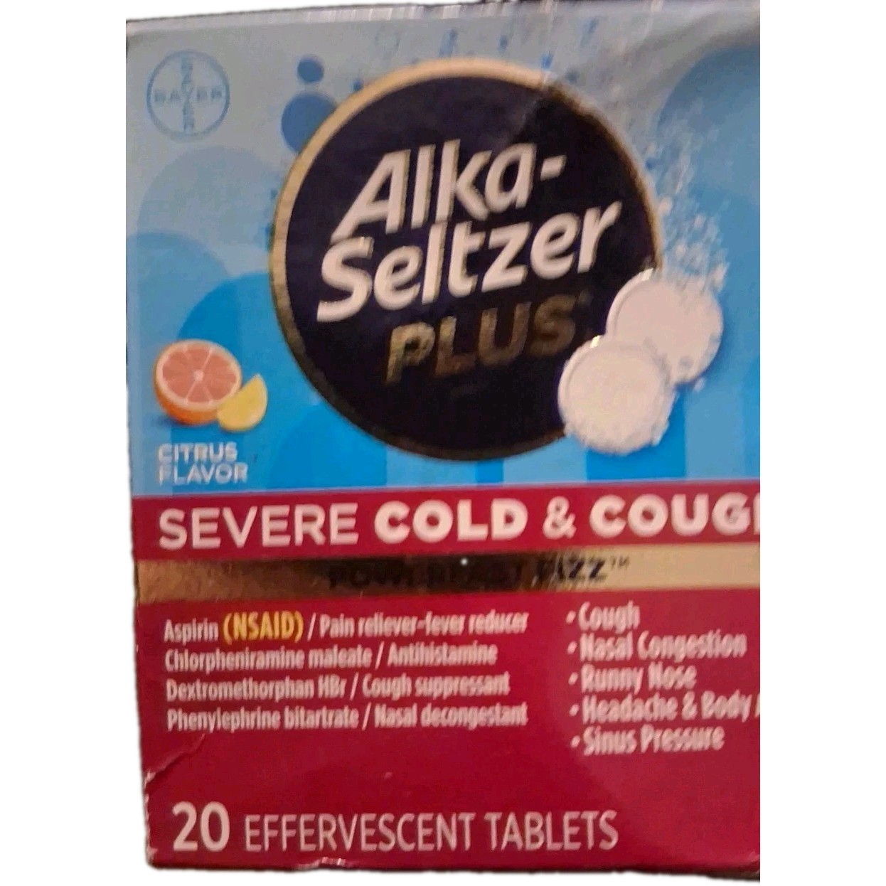 Alka-Seltzer Plus Severe Cold & Cough CITRUS Fizz 24 Tablets Exp. 05/2027