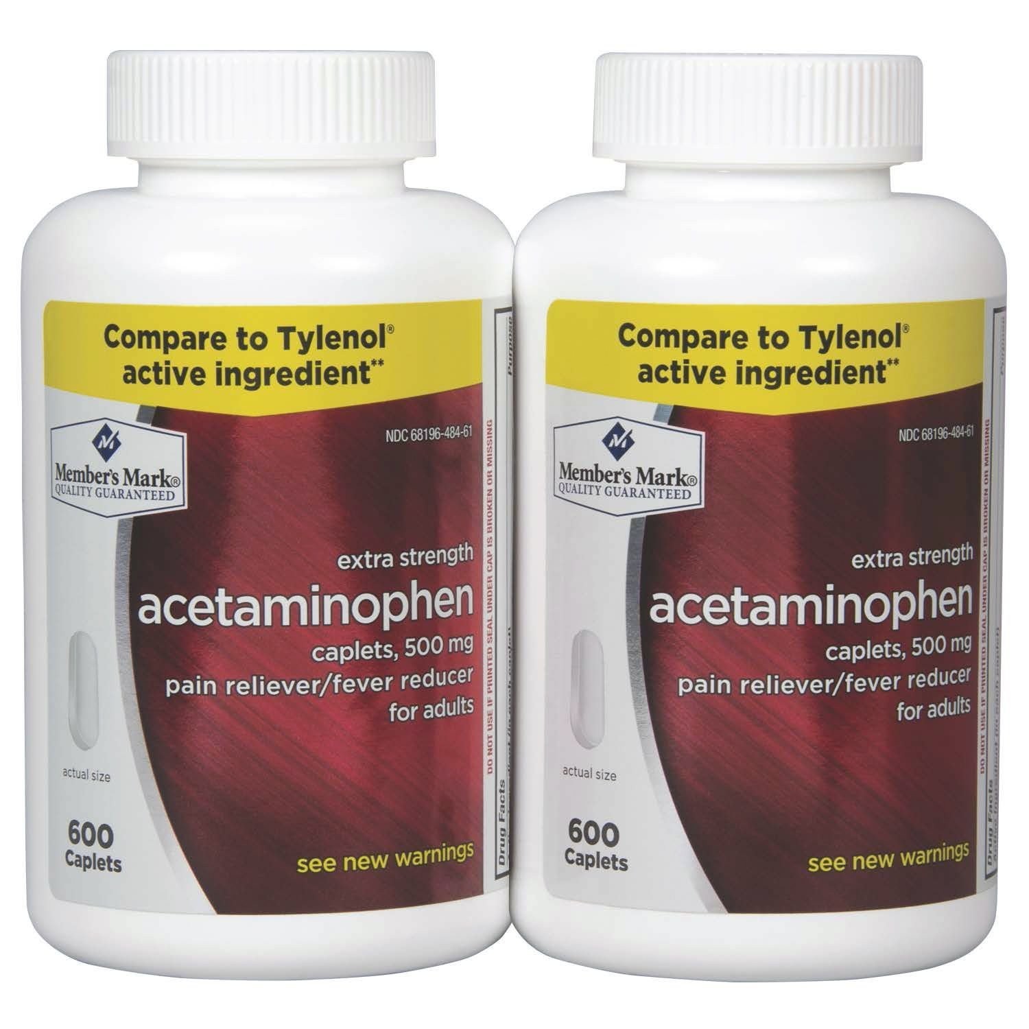 Members Mark Acetaminophen, 1200 Caplets, Pain Reliever, 500 mg