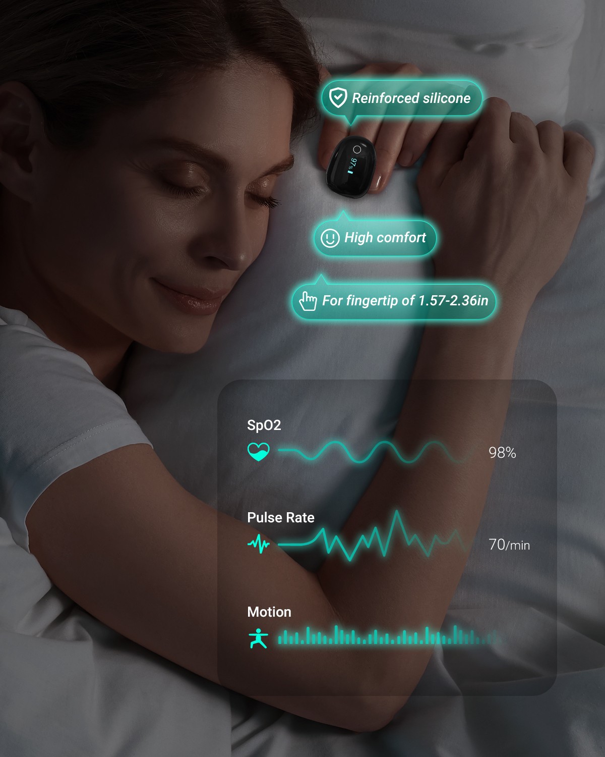 Rechargeable Bluetooth O2Ring Pulse Oximeter Heart Rate Oxygen Monitor Free APP