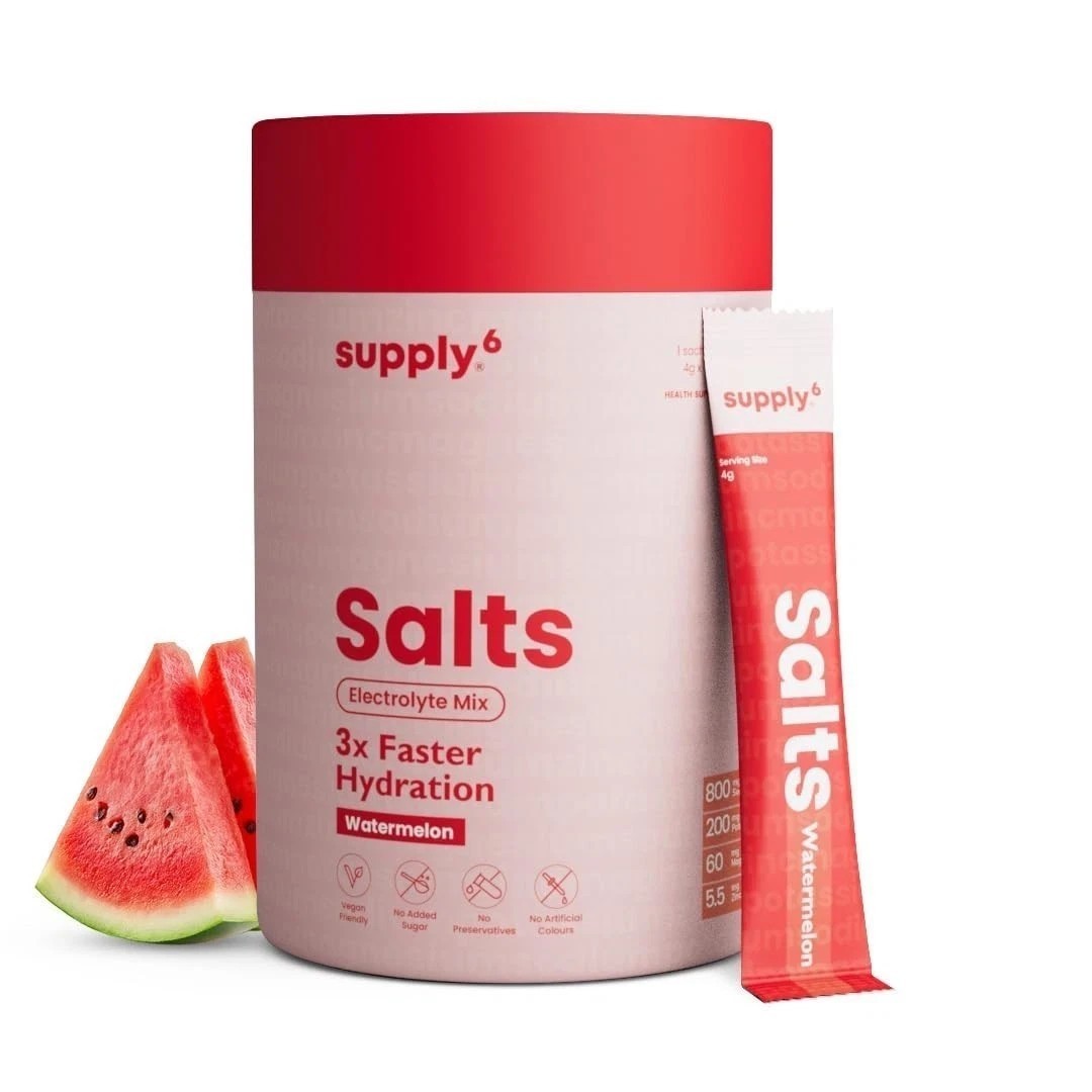 Supply6 Salts | Electrolyte Mix | Zero Added Sugar, (36 Servings, Watermelon)