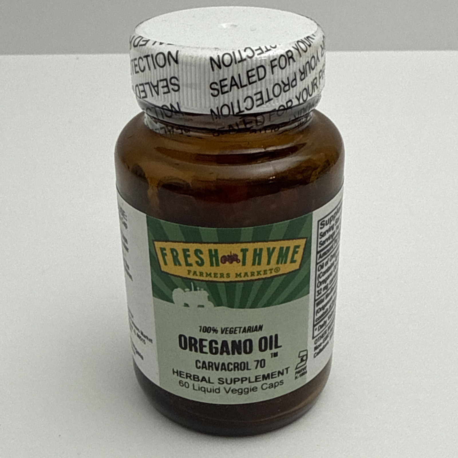 Oregano Oil – Carvacrol 70 – 100% Vegetarian – 60 Liquid Veggie Caps- Exp 09/30