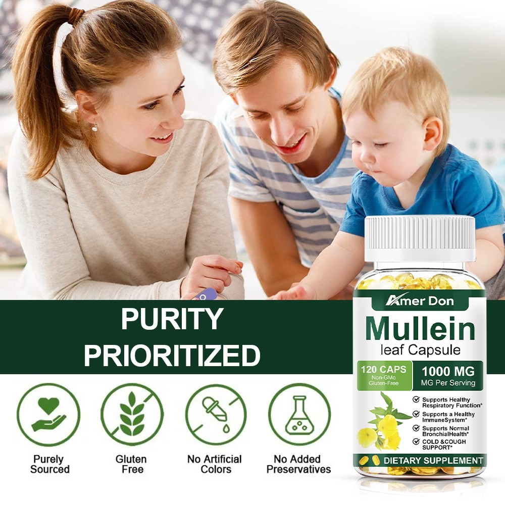 Mullein Leaf Capsules – Lung Cleanse & Cough Relief,Respiratory Health,Detox