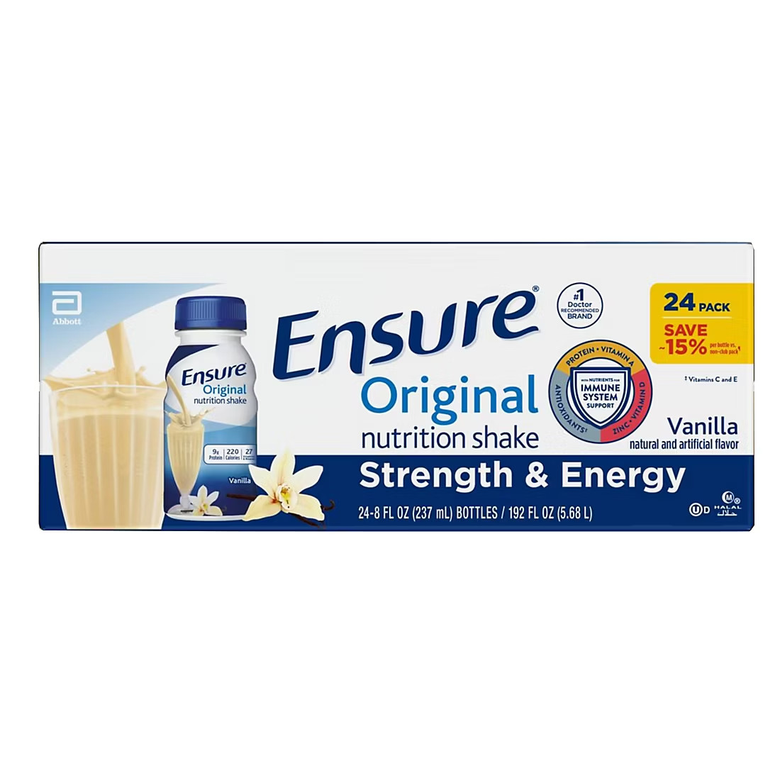 Ensure Original Shake Vanilla Meal Replacement 8 Oz 24 Count Exp 10/01/2026