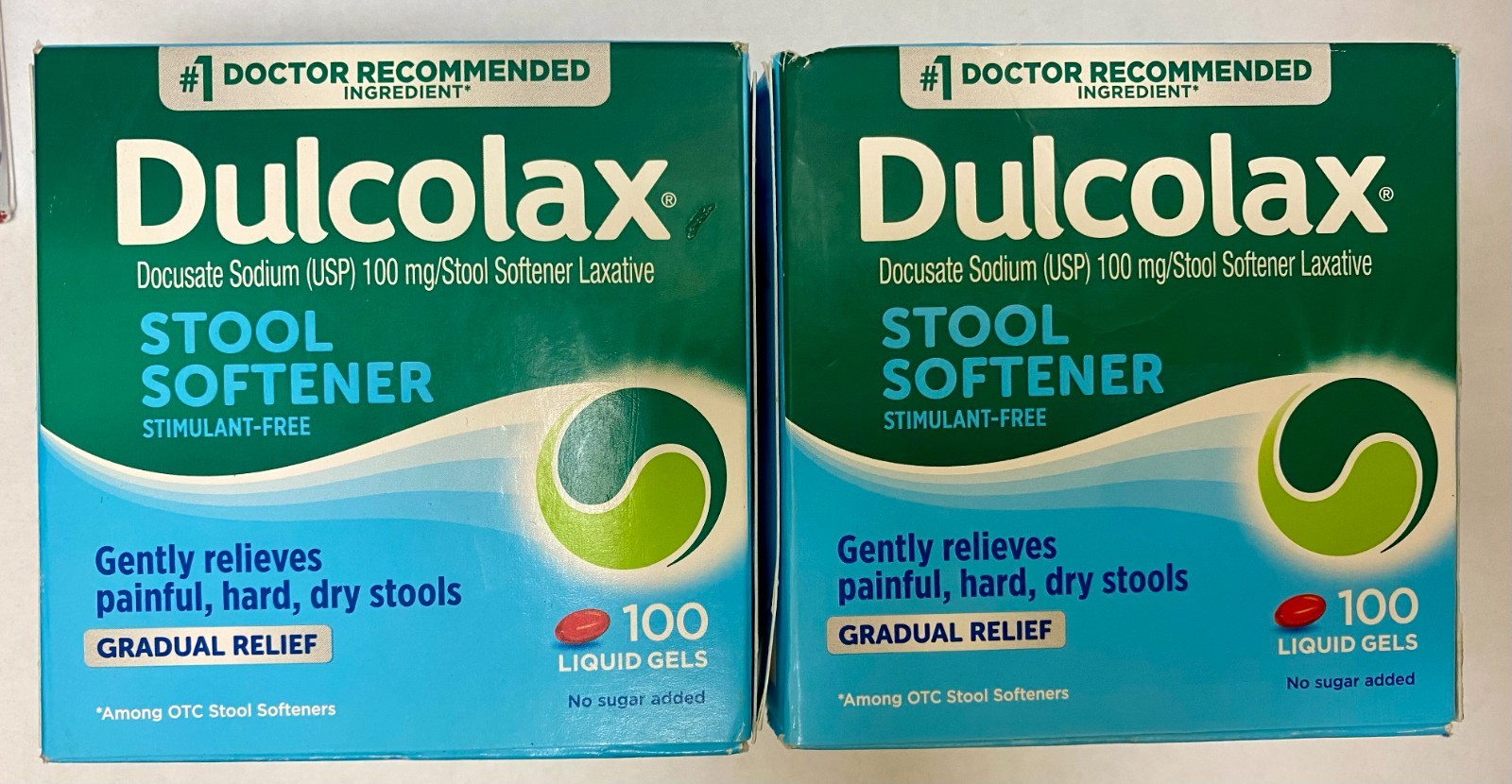 2 Pack Dulcolax Stool Softener Liquid Gels 100mg 100 Count Exp 10/2026 Alternat