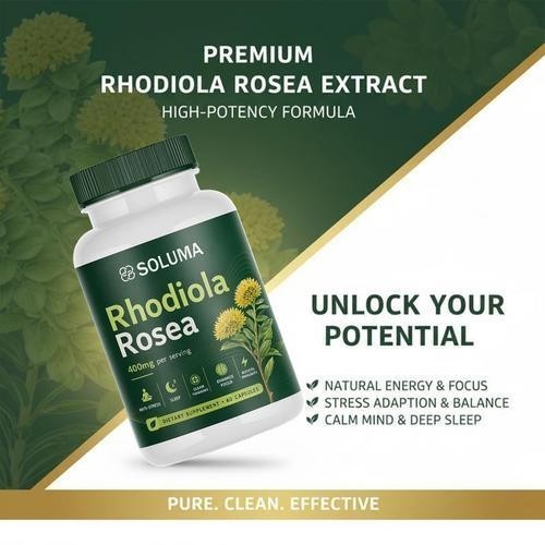 Soluma Rhodiola Rosea, 400mg Per Serving With Bioperine, 60 Capsules (1-3Set)