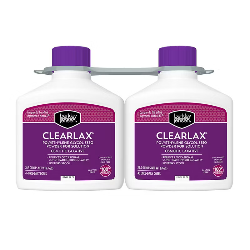 ClearLax Powder Laxative 2pk x 26.9oz Polyethylene Glycol 3350 Compare MiraLAX
