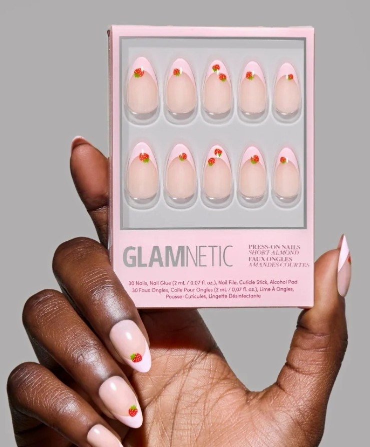 Glamnetic Press-On Nails- Lot Of 2- Strawberry Bits, Plum- Short Almond