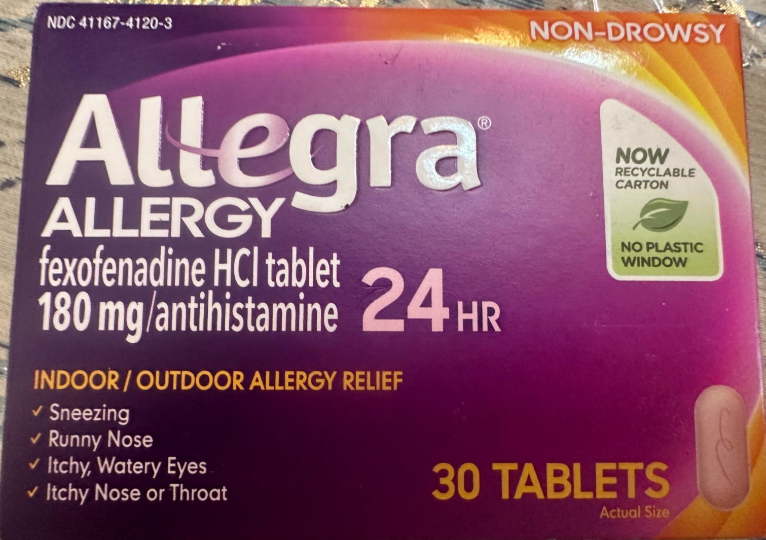 Allegra Allergy 180mg 30 tabs Indoor & Outdoor Allergy Relief 3/27