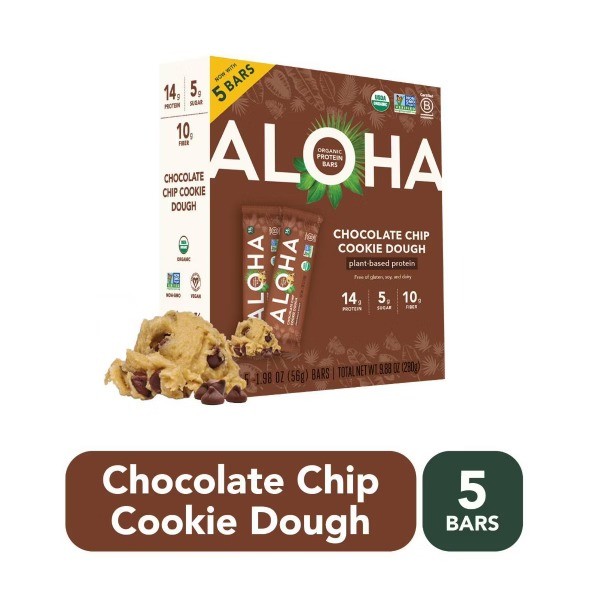 Chocolate Chip Cookie Dough Plant-Based Protein Bars – 14g Protein – 9.88oz/5ct