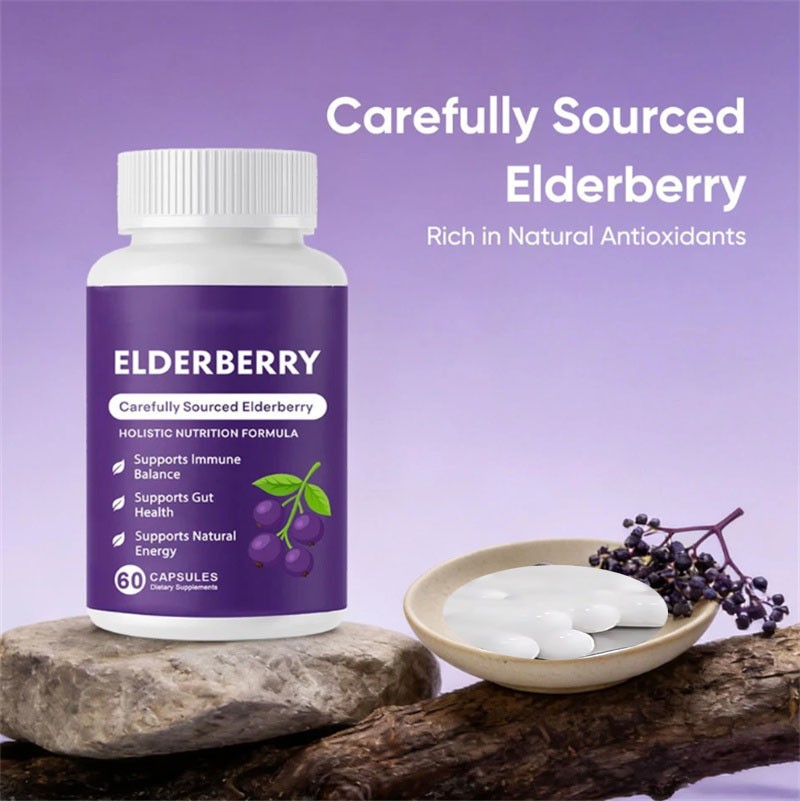 Elvera Elderberry Gut Support Complex – Organic Black Elderberry Soft Capsules