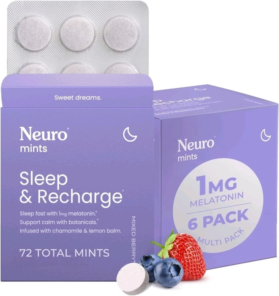 NeuroMints, Sleep & Recharge, Mixed Berry, 6 Packs, 12 Meltaway Mints Each