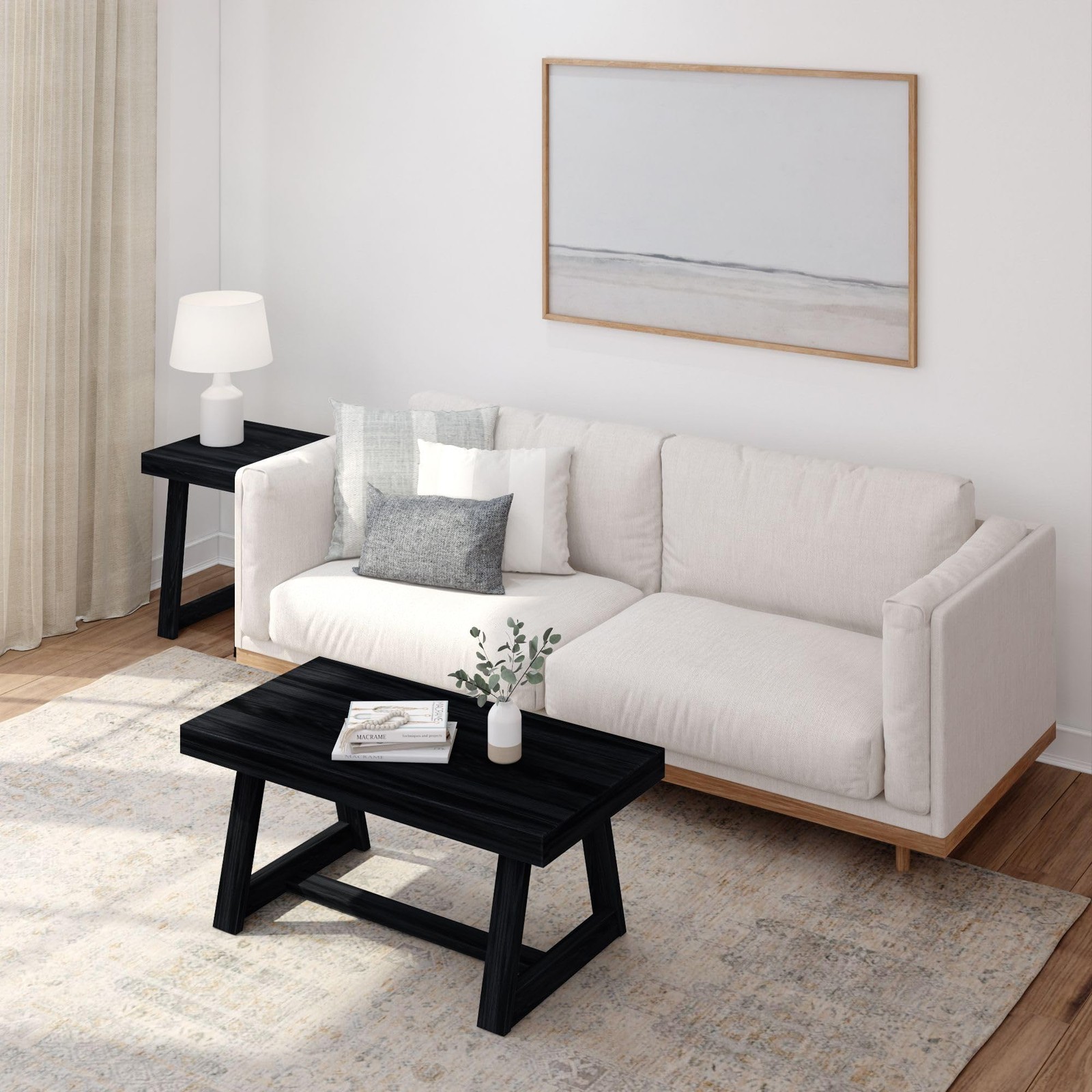Plank+Beam Plankbeam Classic Square Side Table Slim Side Table For Living Room