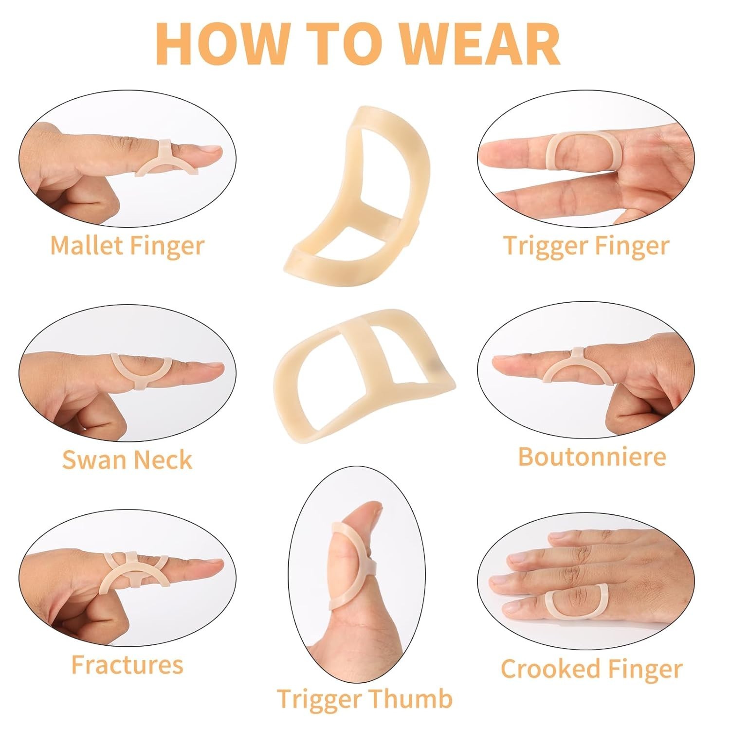 8-40 PCS Oval Finger Splints Trigger Finger Kit for Size 5,6,7,8,9,10,11,12 US