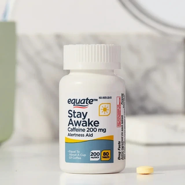 Equate Stay Awake Caffeine 200 mg Tablets, Energy & Mental Focus, 80 Ct