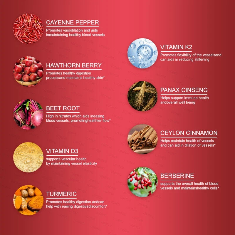 1-3X Cayenne Pepper Hawthorn Beet Root Turmeric Vitamin K2+D3 Liquid Drops 60ML