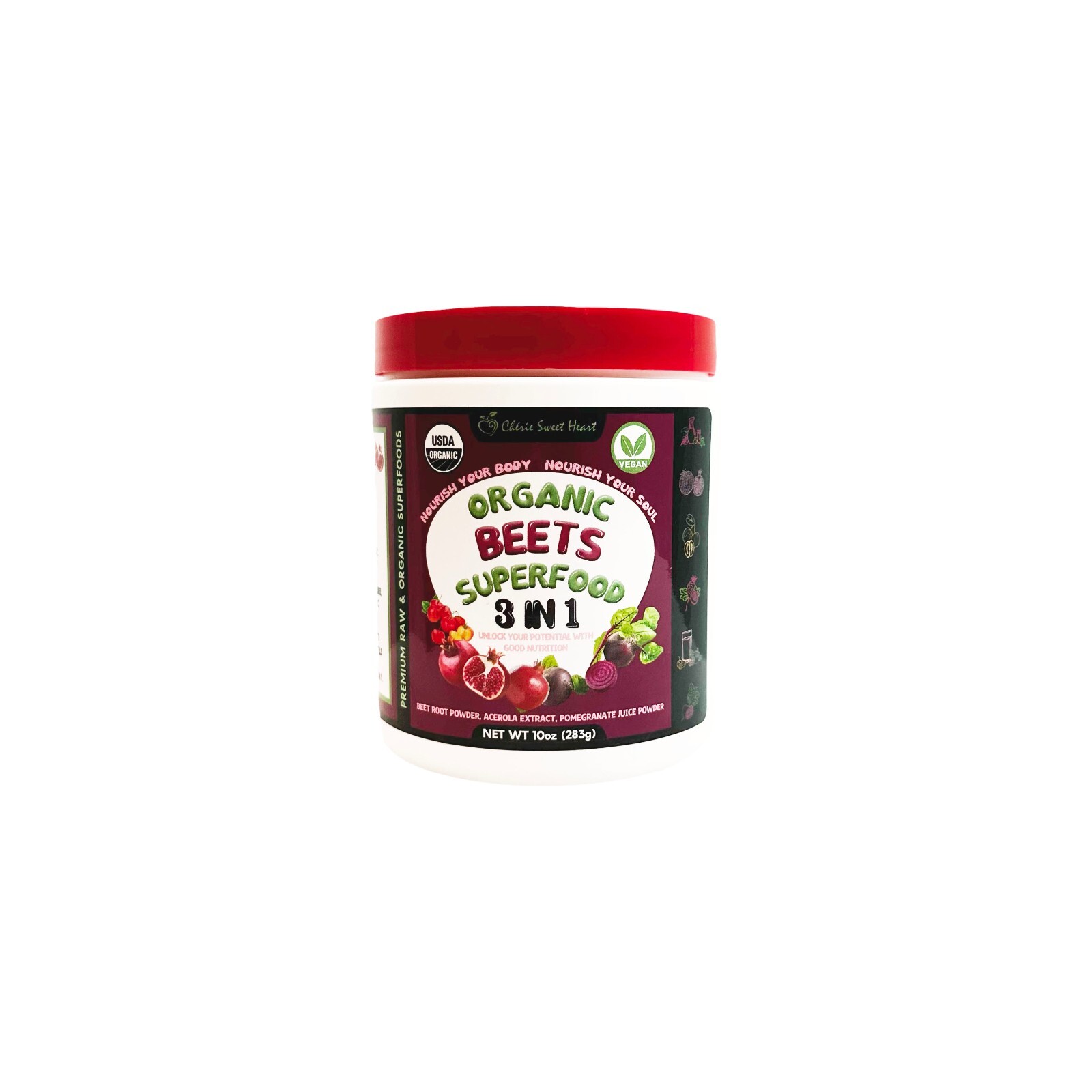Organic Beets Superfood 3 in 1, Beet Root, Acerola, Pomegranate