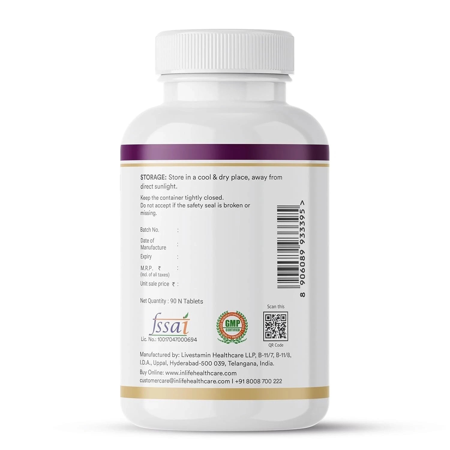INLIFE Multi Collagen Complex Tablets | 5 Types Peptides – 90 Tab