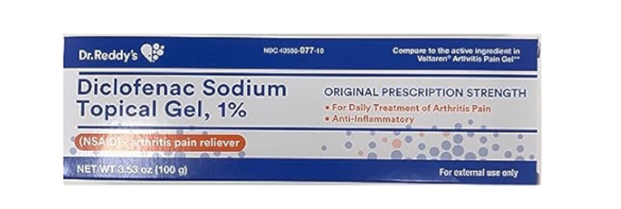 Generic Arthritis Pain Diclofnac Gel 1% 100grams Pack Of 2 Box Exp 11/2025