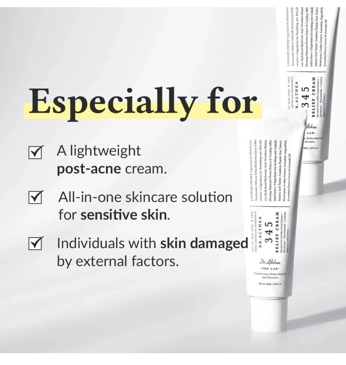 [2 PACK] Dr. Althea 345 Relief Daily Face Moisturizer Cream 50ml 1.69 fl oz
