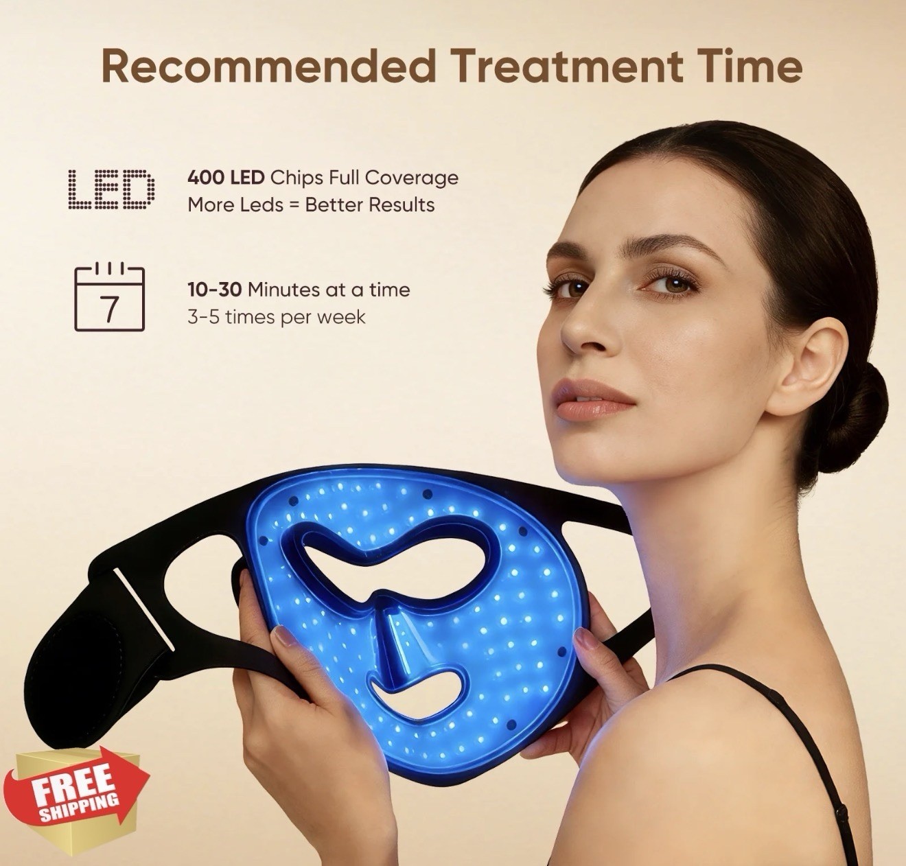 LumeDerm GLOW Wireless LED Face Mask-with Red Light Therapy, 2-Year Warranty