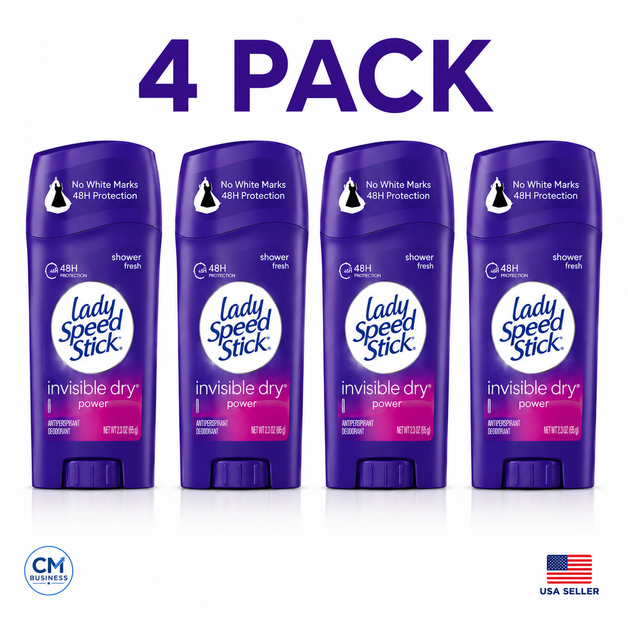 4 Pack Lady Speed Stick Invisible Dry Antiperspirant Deodorant Shower Fresh 2.3