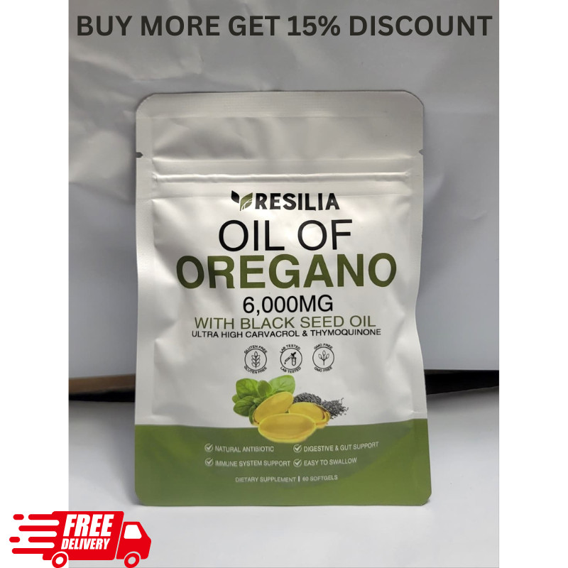 Resilia Oil of Oregano 6000mg with Black Seed Oil Softgels – 60 Capsules 1xPk