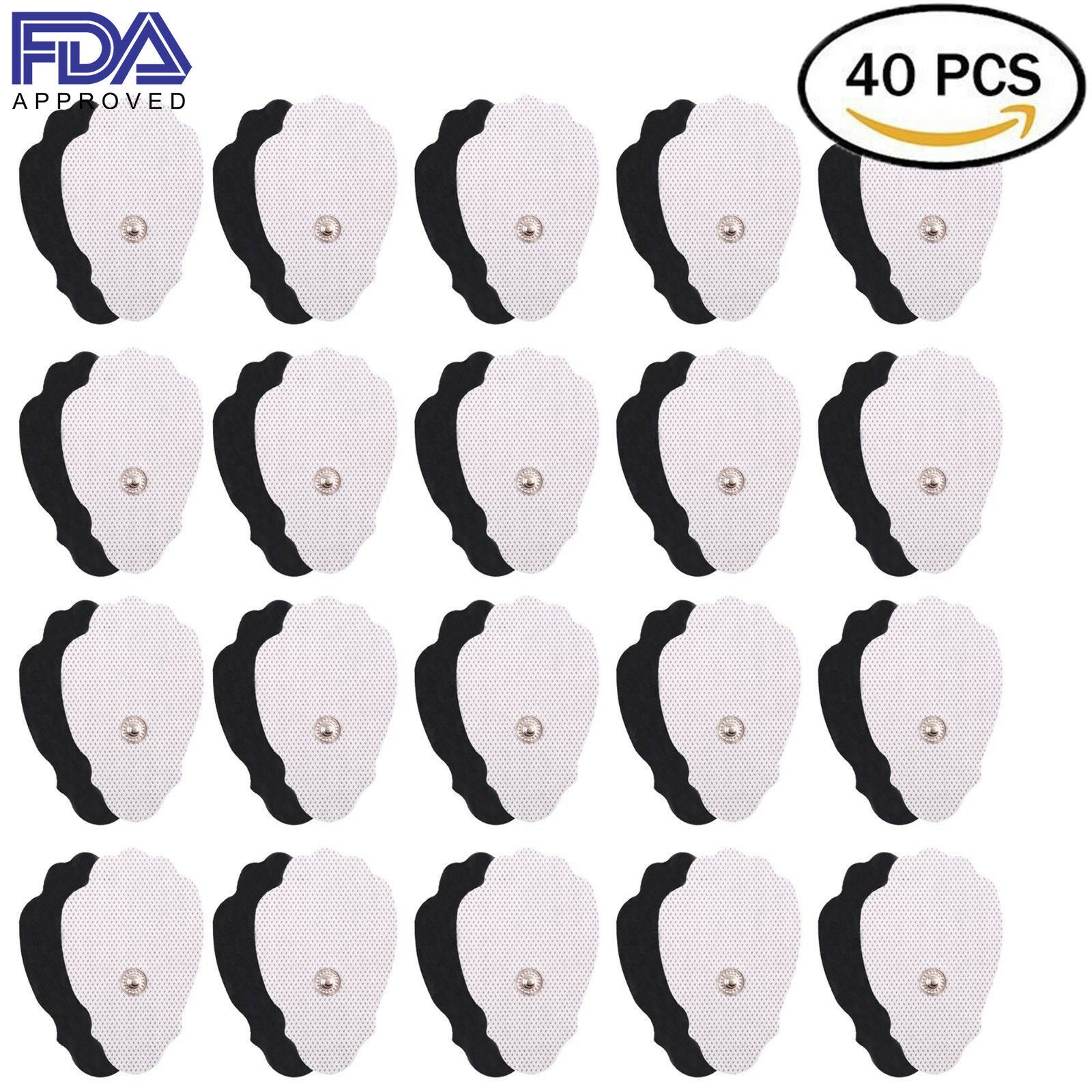40pc Large Snap On Replacement Electrode Pads For TENS EMS Unit & Pulse Massager