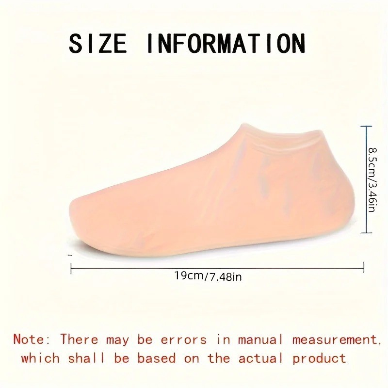 2 Pc Silicone Moisturizing Foot Socks for Dry Cracked Feet Care Kit skin color