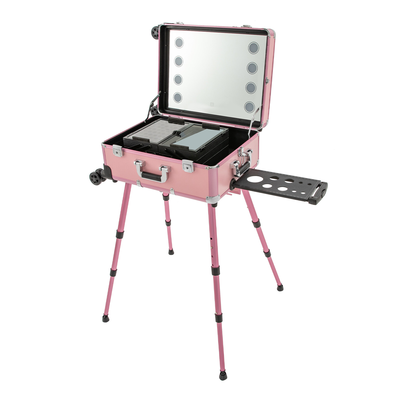 Professional Cosmetic Travel Case Vanity Organizer Rolling Makeup Train Case