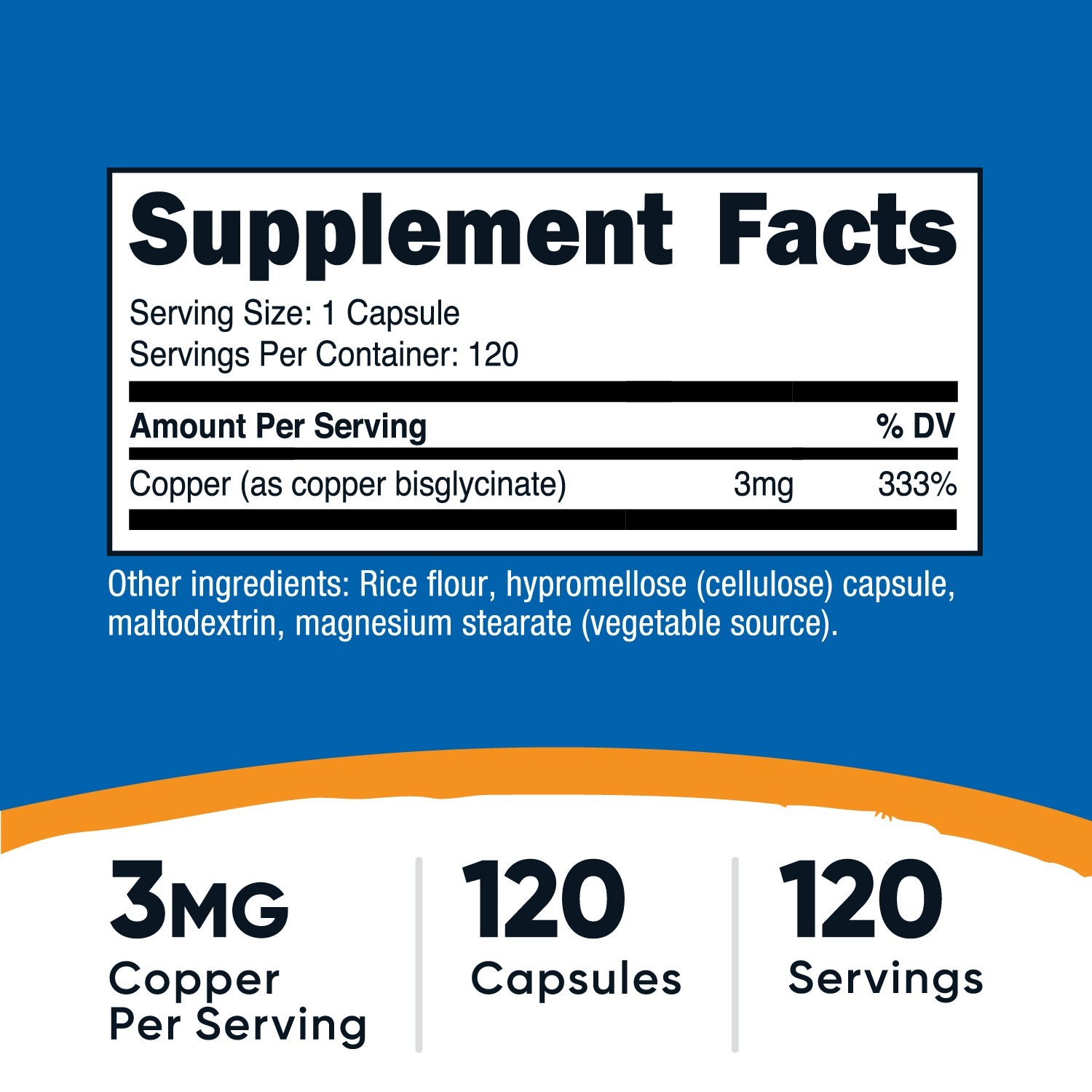 Nutricost Copper Glycinate Capsules (120 Capsules, 3MG Copper per Serving)